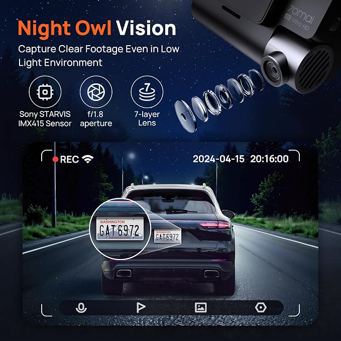 70mai 4K Dash Cam Front and Rear - Image 4