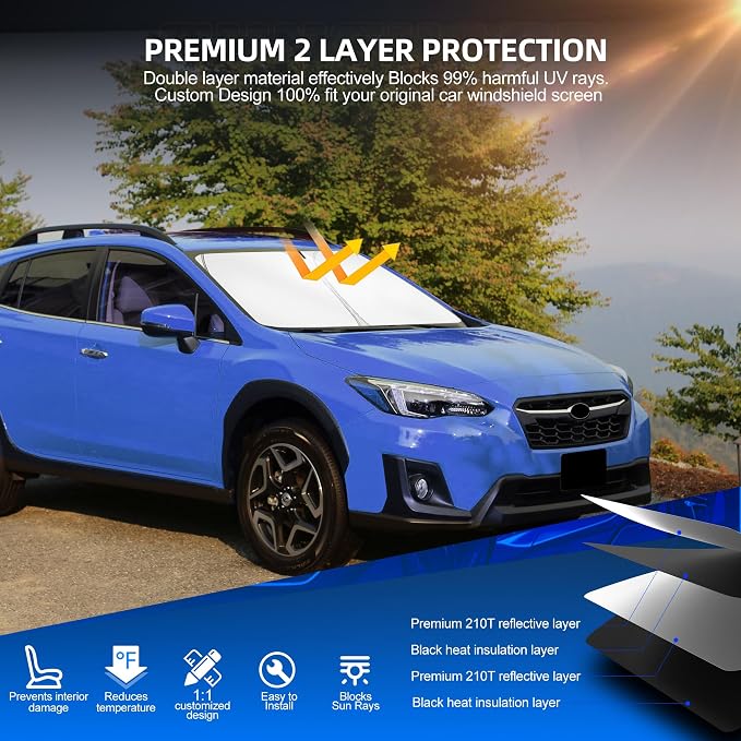 Windshield Sun Shade for S-ubaru Crosstrek 2013-2017 Foldable Sunshade Custom - Image 3