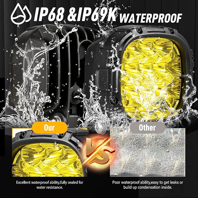 BIGLION.X 4 Inch Pair 160W 18800LM Amber Round LED Offroad Lights Yellow Fog - Image 2