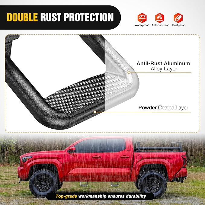 Nilight Universal Side Step Slip-Proof Aluminum Side Hoop Steps Nerf Bars - Image 3