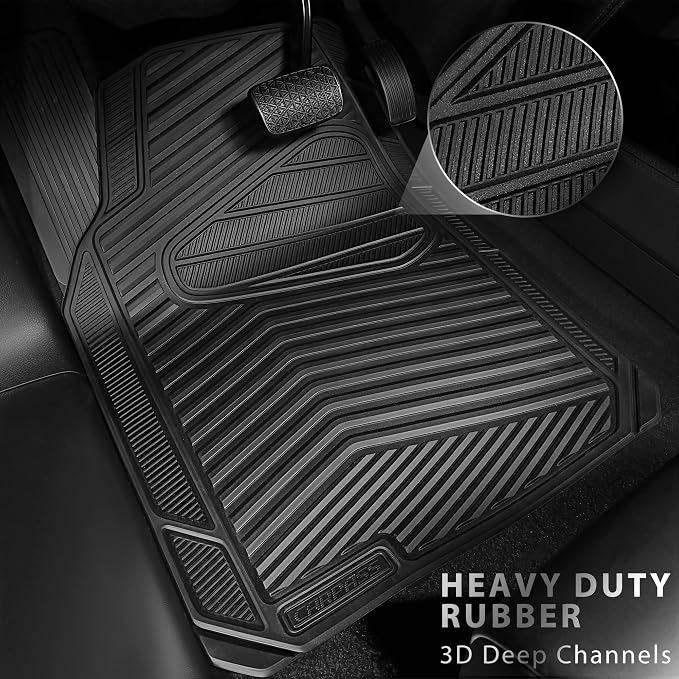 CAR PASS Rubber Car Mats, Car Floor Mats All Weather, Car Mat Full Set 3 Piece - Image 2