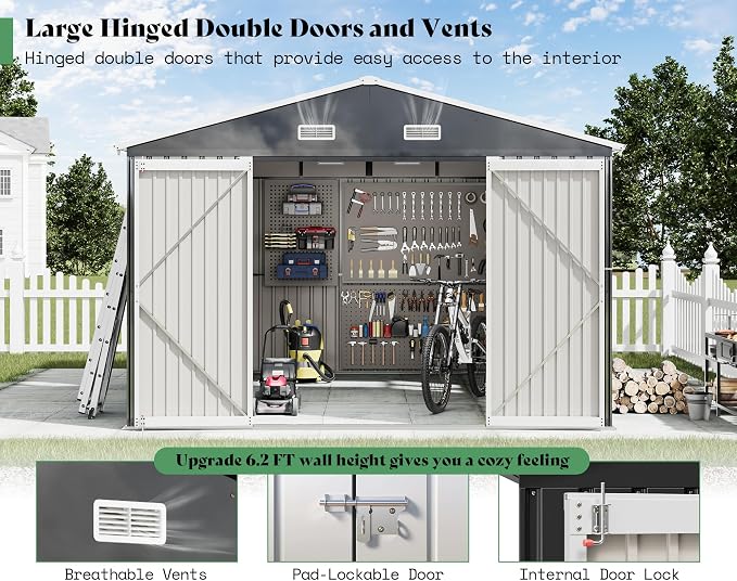 AMERLIFE 10x12x7 FT Galvanized Steel Storage Shed - Image 6