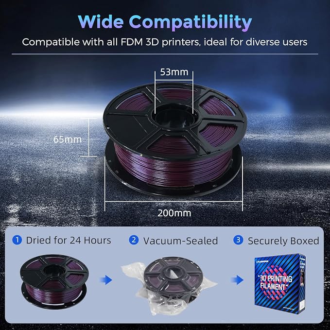 FLASHFORGE PLA Filament 1.75mm +/- 0.02mm Marsala, Color Changeable 3D Printer - Image 7