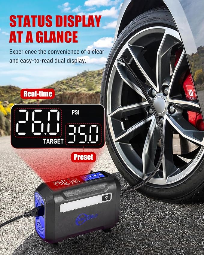 R8 Tire Inflator Portable Air Compressor, DC 12V Air Compressor Portable - Image 3