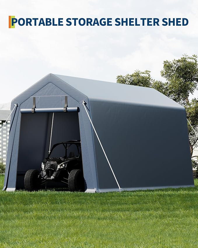10x15FT Outdoor Storage Shed, Portable Carport - Image 4
