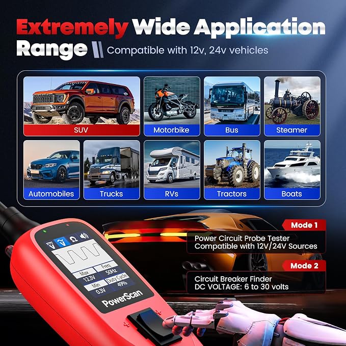 Autel PowerScan Automotive Circuit Tester, Power Circuit Probe Tool, 12-24V - Image 8