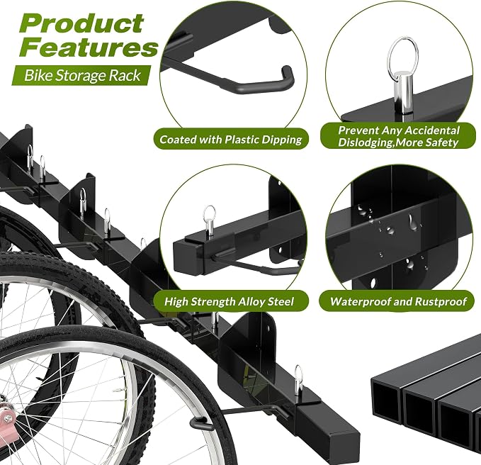 Bike Storage Rack, Garage Wall Mount Hanger, Indoor Bicycle Organizer - Image 6