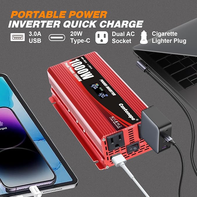 1000W Car Power Inverter DC 12V to 110V/120V AC Converter - Image 2