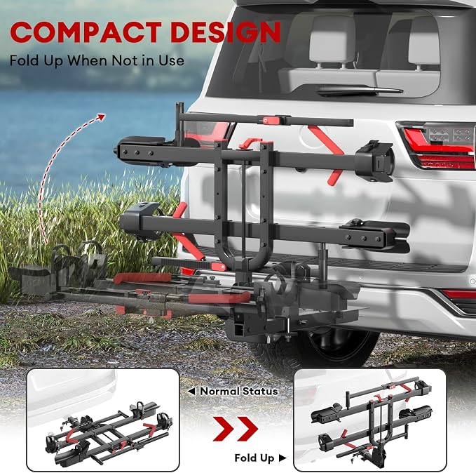 Hitch 2 EBike Rack with Ramp, 170lbs Capacity Electric Bike Carrier Foldable - Image 5