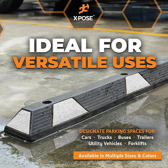 Xpose Safety 72" Heavy Duty Rubber Parking Stopper – 6 Pack Wheel Blocks - Image 6