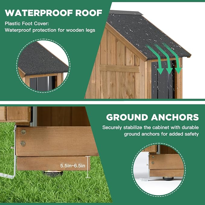 Outdoor Storage Cabinet – Weatherproof Wood & Metal Storage Shed - Image 4