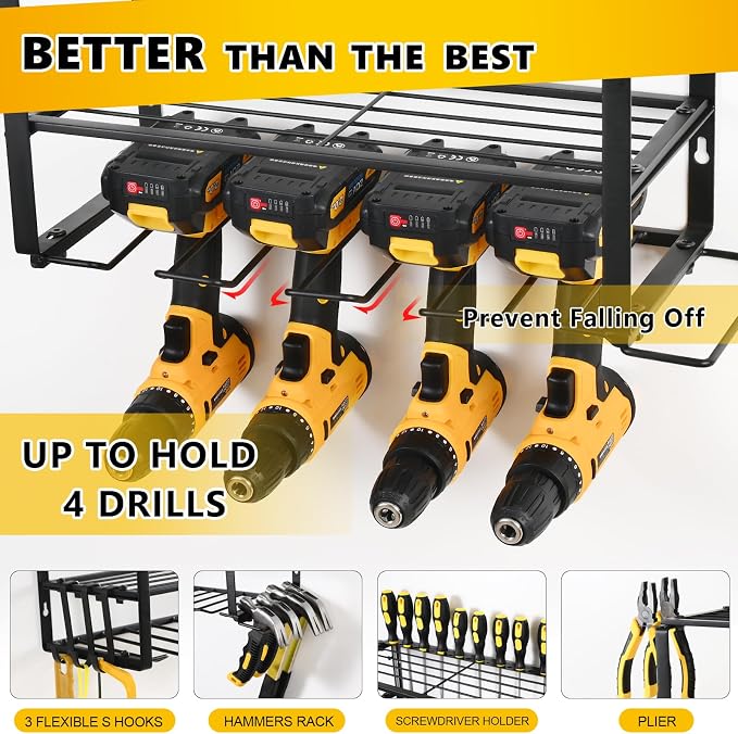 Power Tool Organizer Wall Mount, battery storage rack, Heavy Duty Iron Material - Image 3