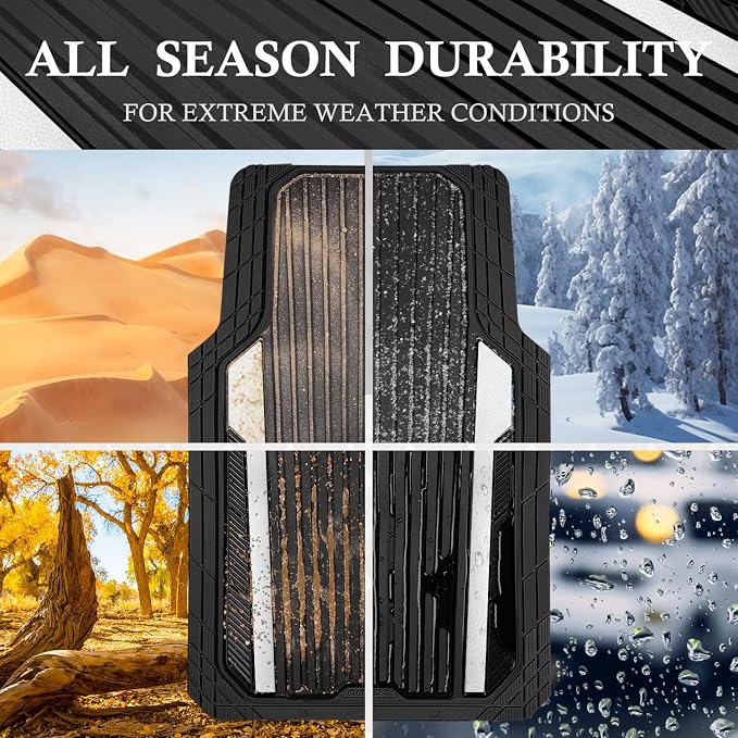 CAR PASS Heavy Duty Rubber Car Mats Metallic, Aluminum Film All Weather Floor - Image 3