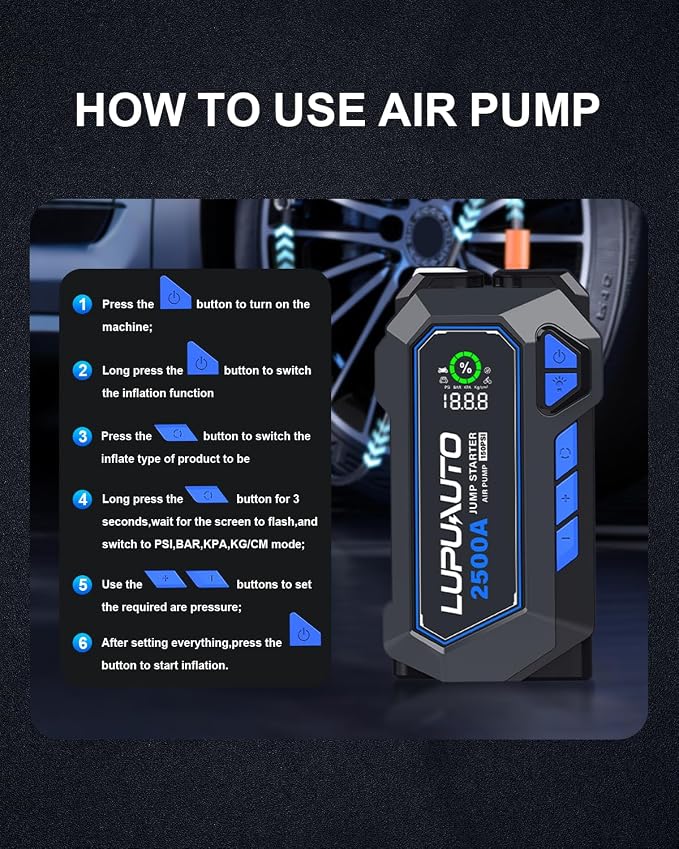 2500A Portable Jump Starter, Car Battery Jump Starter - Image 5