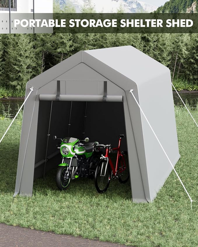 7 x 15 ft Carport Storage Shed, Portable Garage - Image 2