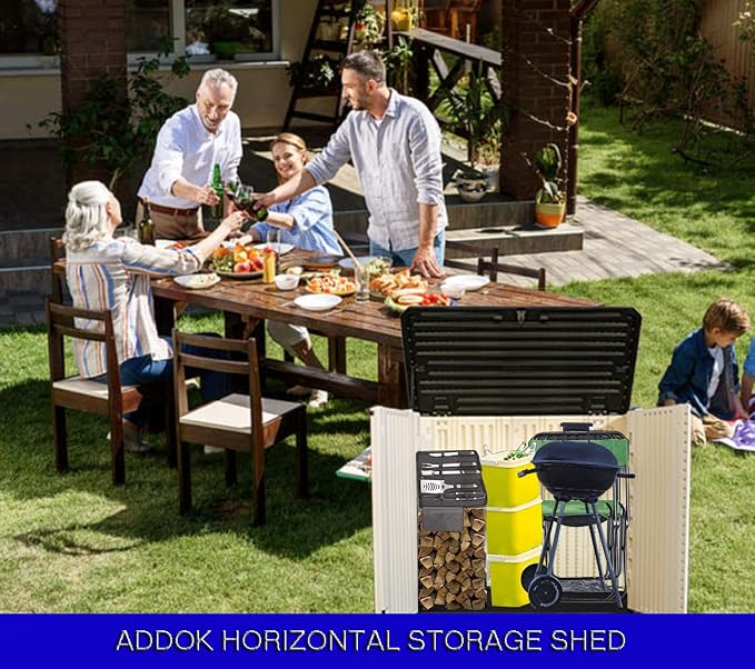 ADDOK Horizontal Storage Shed Weather Resistance, Large Outdoor Storage Cabinet - Image 6