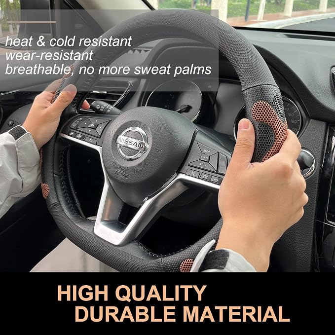PINCTROT D Shaped Comfy Grip Steering Wheel Cover, Anti-Slip Design, Flat - Image 3