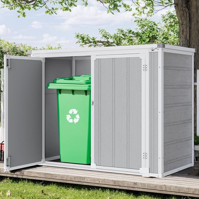 Horizontal Storage Shed 41 Cu.Ft, Lockable Outdoor Resin Cabinet by SEGMART