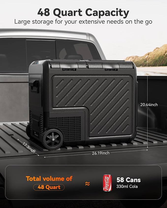 WOLFBOX 12V Car Refrigerator, 48 Quart Dual Zone Car Fridge, Portable Freezer - Image 2