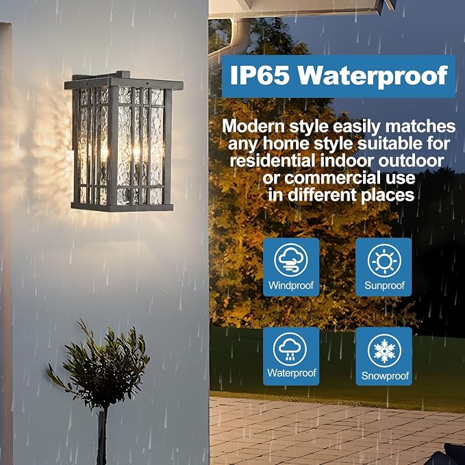 2-Light Outdoor Wall Light E26 Base Metal Frame - Image 6