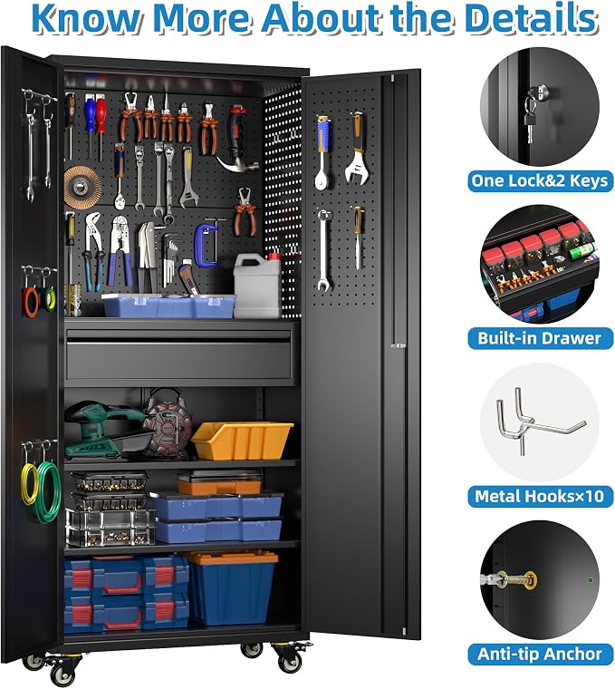 71" H Metal Garage Storage Cabinet - Image 5