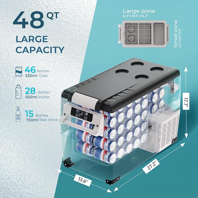 EUHOMY 12 Volt Refrigerator, 48QT Electric Cooler, 12V Fridge APP Control - Image 6