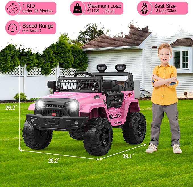 12V Kids Electric Ride On Truck Car w/Parent Remote Control, Spring Suspension - Image 5