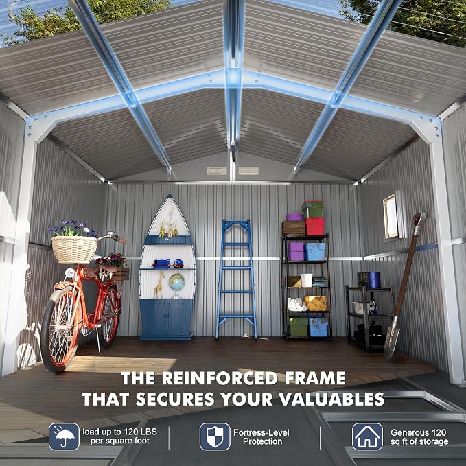 10x12 Metal Shed with Floor Frame Kit & Reinforced Construction - Image 4