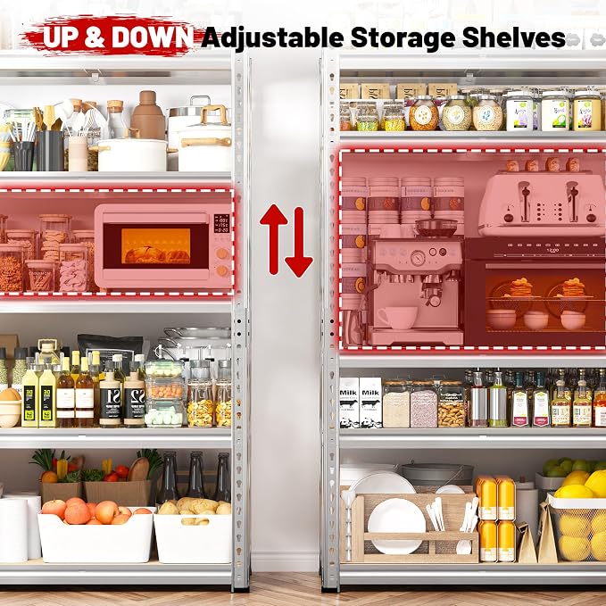 REIBII 2020LBS Garage Shelving Heavy Duty Metal Shelving 5 Tier Storage Shelves - Image 6