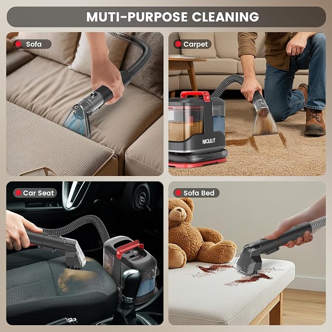 Portable Carpet & Upholstery Cleaner Machine, 15Kpa Strong Suction Spot Cleaner - Image 5
