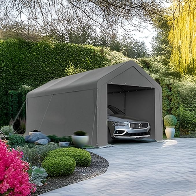 Carport 10x20 Heavy Duty Portable Garage w/Removable Sidewalls & Roll-Up Door - Image 8