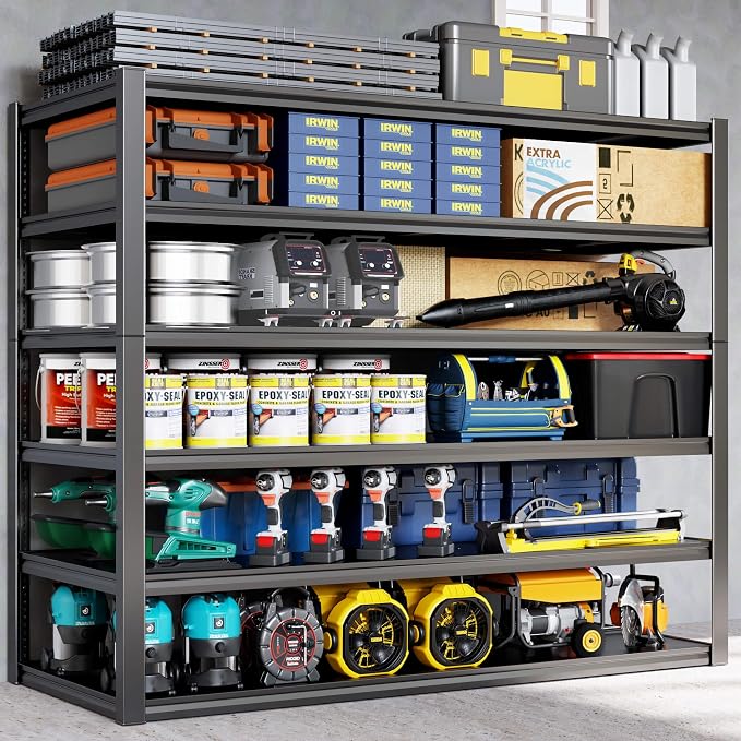60" W Garage Shelving Heavy Duty, 6 Tier Garage Shelves, Commercial Metal by PMKES