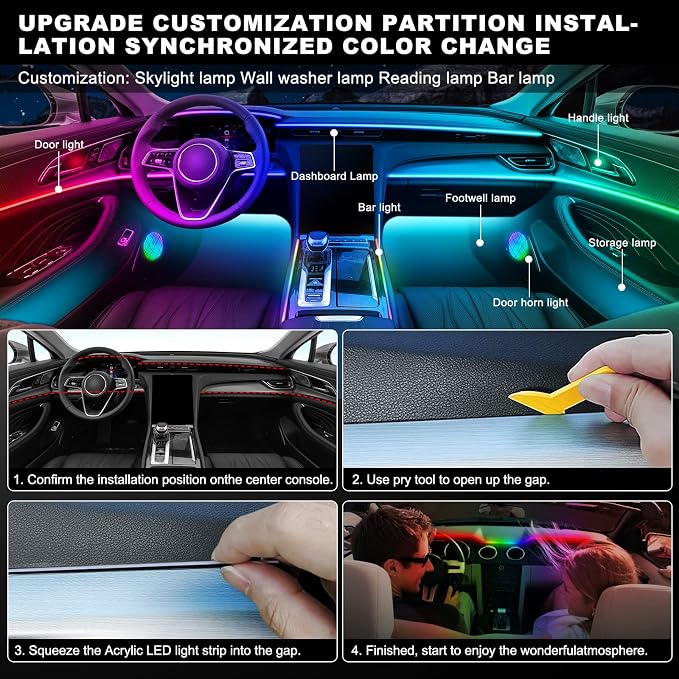 Dreamcolor Acrylic Interior Car LED Strip Light - Image 6