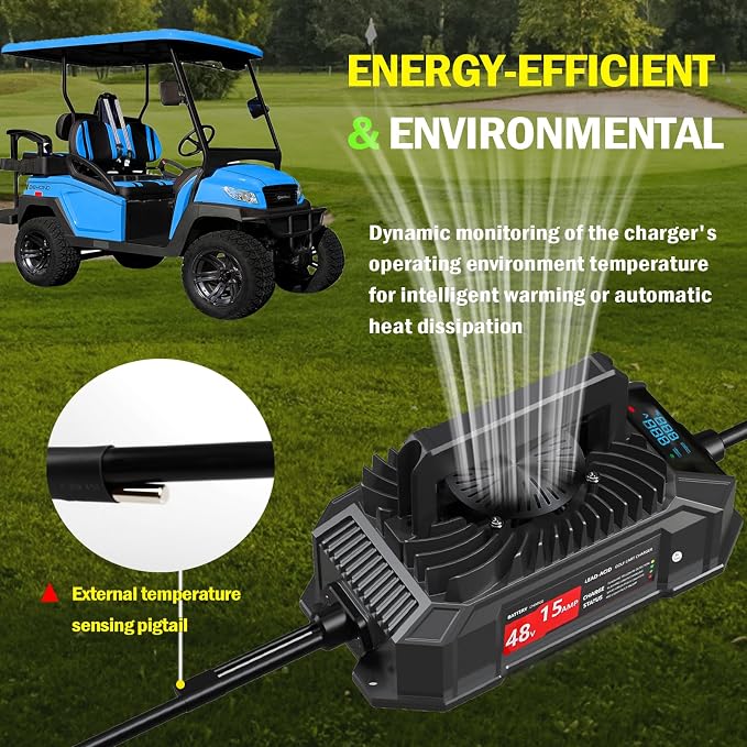 Xislet 15 AMP 48 Volt Golf Cart Battery Charger Compatible - Image 4