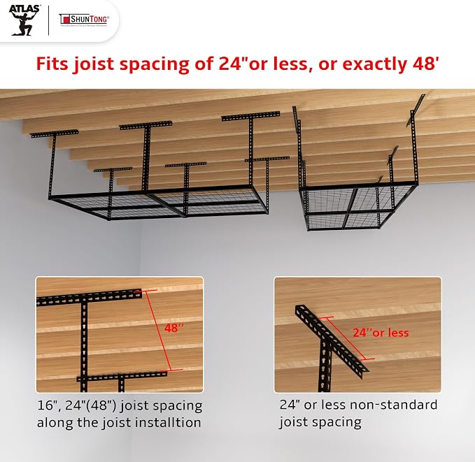 The Atlas Pro 4 x 8 ft Overhead Garage Storage Rack, Ultra Duty 1250lbs Weight - Image 4
