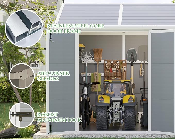 10.5x7.6x7.5 ft Outdoor Resin Storage Shed - Image 7