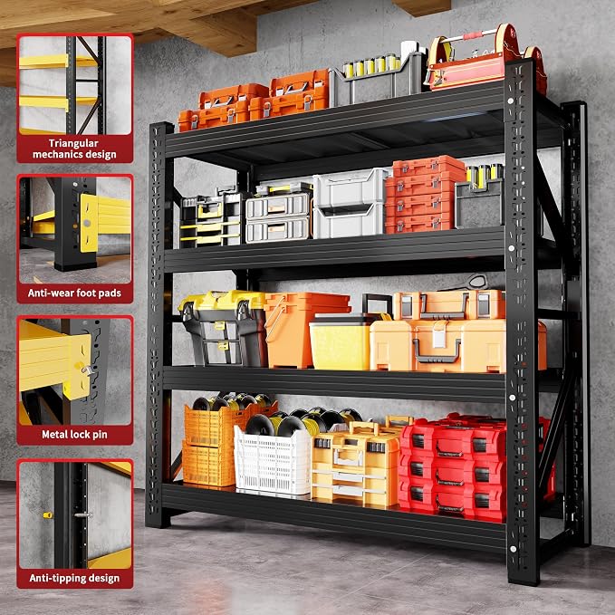 5000LBS Garage Shelving 59" W Garage Shelving Heavy Duty 4-Tier Metal Storage - Image 7