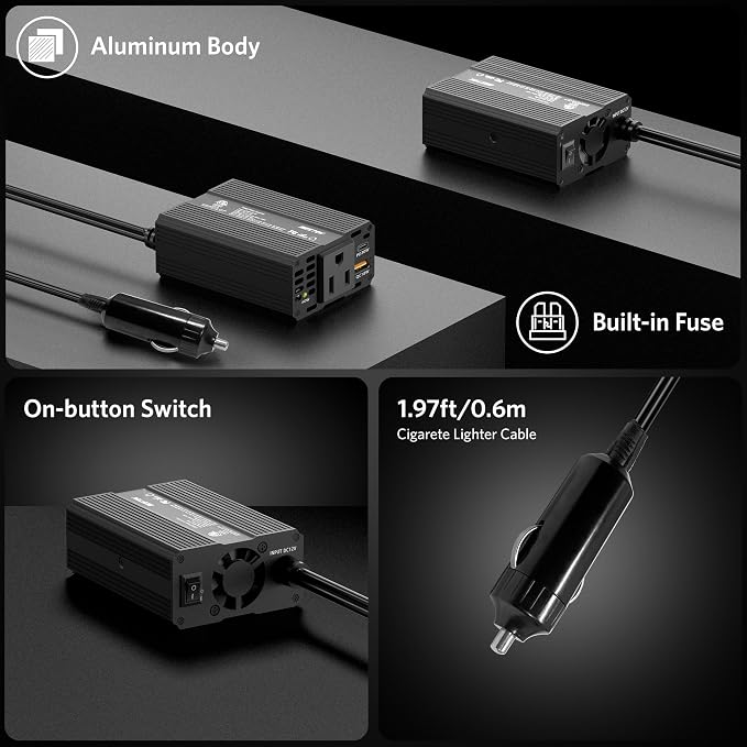 BESTEK 150W Car Power Inverter, DC 12V to 110V AC Converter PD 30W QC 3.0 18W - Image 5