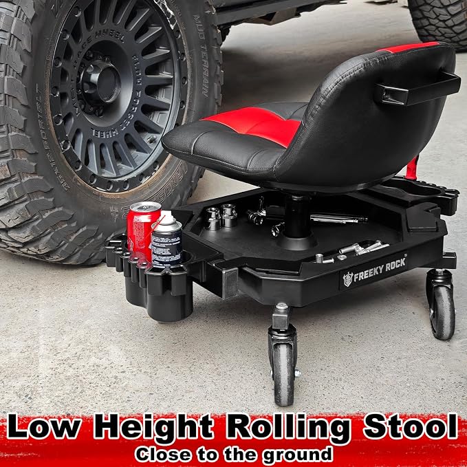 Rolling Stool with Wheels, Adjustable Height Pneumatic Garage Work Mechanic - Image 9