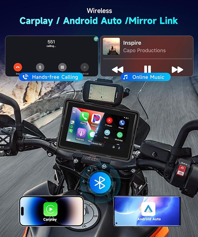 HD IPS Touch Screen Portable Wireless Apple Carplay Screen - Image 2