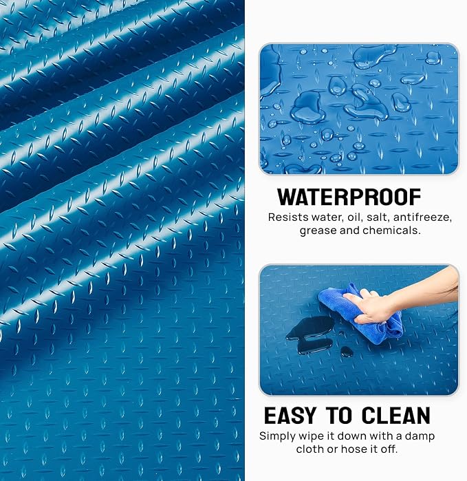 TUFFIOM 7.5 x 17 FT Garage Floor Mat, Thickened Diamond Plate PVC Garage Mats - Image 3
