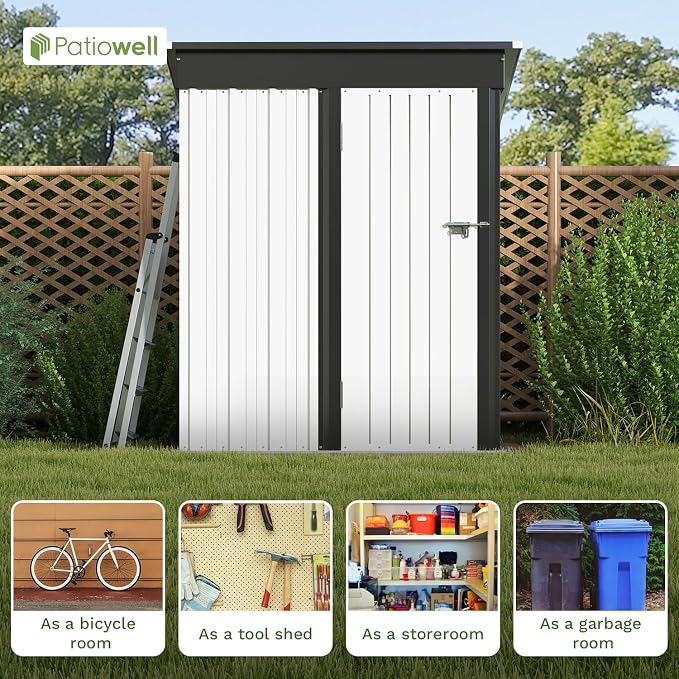 Patiowell 5x3 FT Outdoor Storage Shed, Garden Tool Shed - Image 5