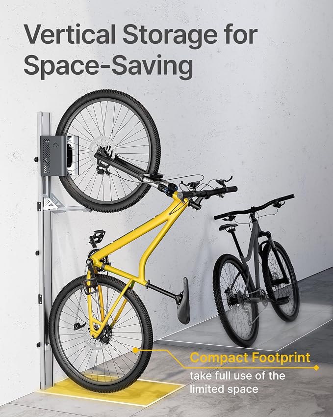 monTEK Automatic Lift EBike Rack – Fits 24-29" Tires, Heavy-Duty Vertical Wall - Image 7