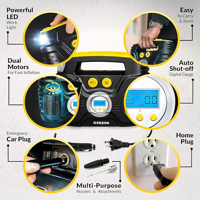 Kensun AC/DC Tire Inflator Pump - Image 3