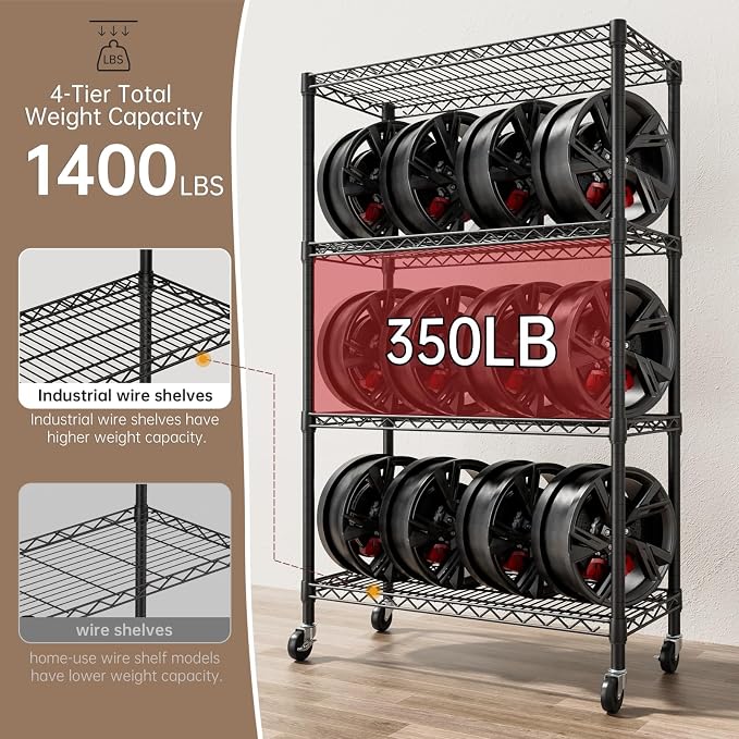 SINGAYE 4 Garage Heavy Duty Shelving Unit Kitchen Pantry Close Home Organizers - Image 6