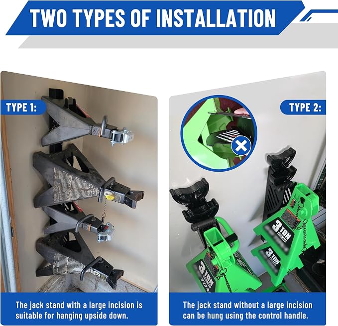 4 Packs Jack Stand Holder Wall Mount Organizer Bracket Rack Fits 4 & 5 & 6 Ton - Image 5