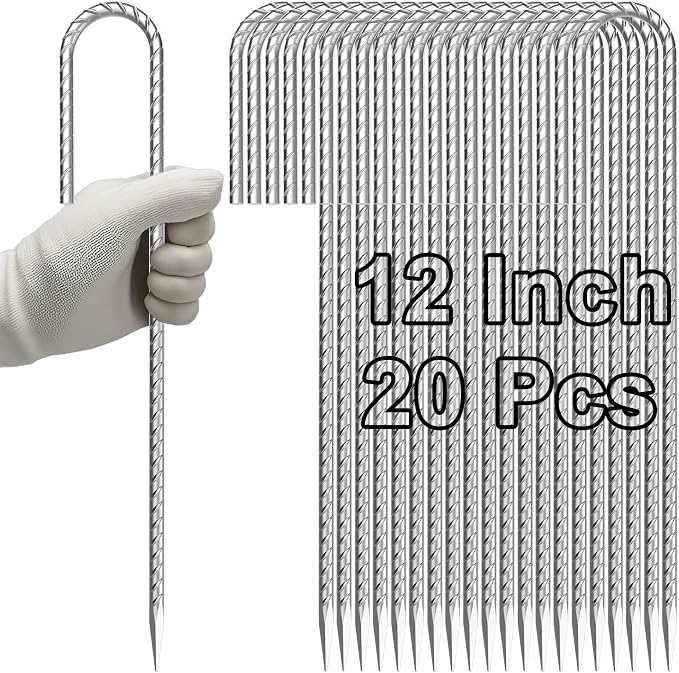 VVOKGO Rebar-Stakes-12-Inch J Hook Galvanized Tent Stakes Heavy Duty, Camping by VVOKGO