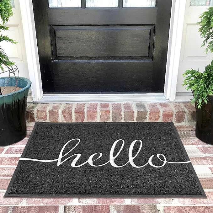 EARTHALL Door Mat Outside Inside Hello Doormat, Durable Floor Mat Non Slip Mat by EARTHALL