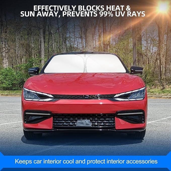 Windshield Sun Shade for Kia EV6 2022-2025 2026 Foldable Sunshade Custom Fit - Image 7