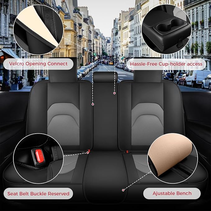 FREESOO Car Seat Covers Full Set, Waterproof Automotive Seat Covers, Leather - Image 5